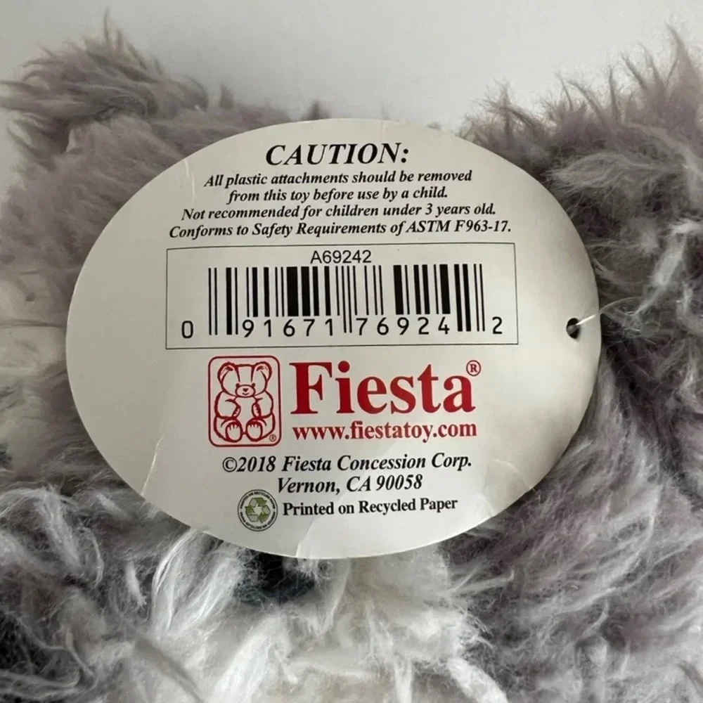 Wolf, Walter Scruffy Plush By Fiesta Gray White Polyester Fibers NWT